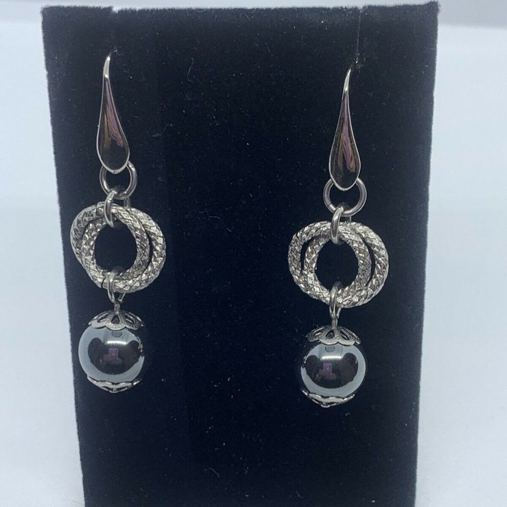 Simona Collini Polished Stainless Steele Earrings From Italy